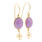 Classic Estate 14K Yellow Gold Purple Jade Bezel Set Drop Earrings