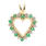 Fine Vintage Estate 10K Yellow Gold Diamond Emerald Heart Pendant 