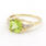 Retro Estate 14K Yellow Gold Checkered Cushion Cut Green Peridot Diamond Cocktail Right Hand Ring