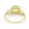 Retro Estate 14K Yellow Gold Checkered Cushion Cut Green Peridot Diamond Cocktail Right Hand Ring