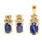 Charming Ladies 10K Yellow Gold Sapphire Diamond  2 Piece Jewelry Set