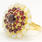 Vintage Estate 18K Yellow Gold Garnet Opal Cocktail Right Hand Ring 