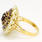 Vintage Estate 18K Yellow Gold Garnet Opal Cocktail Right Hand Ring 