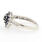 New Modern 10K White Gold Blue Diamond Heart Baguette Promise Right Hand Ring