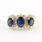 Fine Estate 14K Yellow Gold Diamond Blue Sapphire Right Hand Ring 