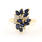 Fine Vintage 14K Yellow Gold Blue Spinel Diamond Gem Right Hand Ring