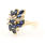 Fine Vintage 14K Yellow Gold Blue Spinel Diamond Gem Right Hand Ring