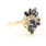 Fine Vintage 14K Yellow Gold Blue Spinel Diamond Gem Right Hand Ring