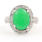 Retro 14K White Gold Jade Cabochon Diamond 3.50CTW Right Hand Cocktail Ring