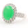 Retro 14K White Gold Jade Cabochon Diamond 3.50CTW Right Hand Cocktail Ring