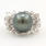 Classic Estate 18K White Gold Black Tahitian Pearl Diamond Right Hand Ring Jewelry
