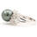 Classic Estate 18K White Gold Black Tahitian Pearl Diamond Right Hand Ring Jewelry