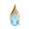 Retro Estate 14K Yellow Gold Diamond Pear Cut Blue Topaz Slide 20MM Pendant 