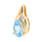 Retro Estate 14K Yellow Gold Diamond Pear Cut Blue Topaz Slide 20MM Pendant 