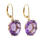 Estate 14k Yellow Gold Purple Amethyst Oval Cut Gems Drop French Back Earrings