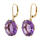 Estate 14k Yellow Gold Purple Amethyst Oval Cut Gems Drop French Back Earrings