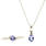 Modern Estate 10K White Gold Iolite Diamond Necklace Pendant Ring 2PC Jewelry Set