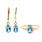 Classic Ladies 14K Yellow Gold Blue Oval Cut Topaz Two Piece Ring Earrings Set