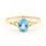 Classic Ladies 14K Yellow Gold Blue Oval Cut Topaz Two Piece Ring Earrings Set