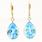 Retro 14K Yellow Gold Blue Topaz Pear Cut Gemstone 13.0CTW Drop Earrings