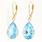 Retro 14K Yellow Gold Blue Topaz Pear Cut Gemstone 13.0CTW Drop Earrings