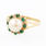 Ladies Estate 14K Yellow Gold Cultured Pearl Diamond Emerald Right Hand Cocktail Ring