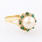 Ladies Estate 14K Yellow Gold Cultured Pearl Diamond Emerald Right Hand Cocktail Ring