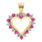 Estate 10K Yellow Gold Diamond Red Spinel Open Heart Pendant - 25MM - 0.35CTW