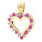 Estate 10K Yellow Gold Diamond Red Spinel Open Heart Pendant - 25MM - 0.35CTW