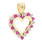 Estate 10K Yellow Gold Diamond Red Spinel Open Heart Pendant - 25MM - 0.35CTW