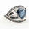 NEW Modern Ladies 925 Silver London Blue Topaz Diamond Right Hand Cocktail Ring