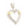 Vintage Estate Ladies 10K White Yellow Gold Diamond Heart Pendant - 20MM