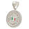 Modern Sterling Silver 925 Mexican Flag Red White Green Round Cubic Zirconia Pendant