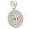 Modern Sterling Silver 925 Mexican Flag Red White Green Round Cubic Zirconia Pendant
