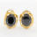 Vintage Estate 18K Yellow Gold Onyx Gemstone Omega Back Earrings 