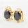 Vintage Estate 18K Yellow Gold Onyx Gemstone Omega Back Earrings 