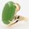 Vintage Estate 18K Yellow Gold Nephrite Cabochon Cocktail Right Hand Ring