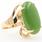 Vintage Estate 18K Yellow Gold Nephrite Cabochon Cocktail Right Hand Ring