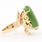 Vintage Estate 18K Yellow Gold Nephrite Cabochon Cocktail Right Hand Ring