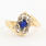 Classic Estate Ladies 10K Yellow Gold Blue Spinel Diamond Cocktail Ring 0.45CTW