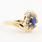 Classic Estate Ladies 10K Yellow Gold Blue Spinel Diamond Cocktail Ring 0.45CTW