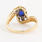 Classic Estate Ladies 10K Yellow Gold Blue Spinel Diamond Cocktail Ring 0.45CTW