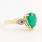 Estate Ladies 14K Yellow Gold Pear Cut Emerald Diamond May Birthstone Right Hand Ring