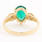 Estate Ladies 14K Yellow Gold Pear Cut Emerald Diamond May Birthstone Right Hand Ring