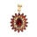 Retro Estate 10K Yellow Gold Oval Cut Garnet Cluster 25MM Pendant 