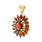 Retro Estate 10K Yellow Gold Oval Cut Garnet Cluster 25MM Pendant 