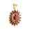 Retro Estate 10K Yellow Gold Oval Cut Garnet Cluster 25MM Pendant 