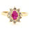 Vintage Retro Estate 14K Yellow Gold Ruby Diamond 0.95CTW Right Hand Ring