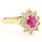 Vintage Retro Estate 14K Yellow Gold Ruby Diamond 0.95CTW Right Hand Ring