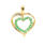 Modern Estate 10K Yellow Gold Diamond Emerald 0.50CT Open Heart 30MM Pendant 